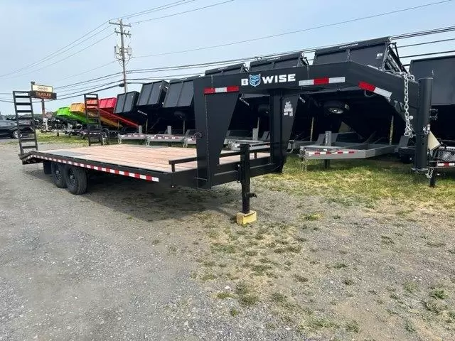 BWise 8.5 x 24 Gooseneck Equipment Trailer Ladder Ramps 1 BWise 8.5 x 24 Gooseneck Equipment Trailer – Ladder Ramps