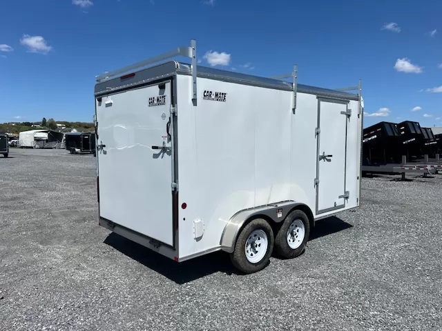 Car Mate 7 x 14 Enclosed Cargo Trailer Ladder Racks 4 Car Mate 7 x 14 Enclosed Cargo Trailer