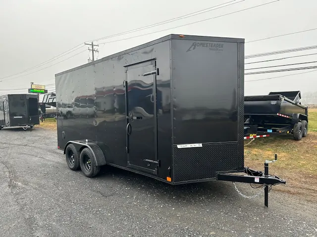Homesteader 7 x 16 V-Nose Enclosed Cargo Trailer – Black Trim 1 Homesteader 7 x 16 V-Nose Enclosed Cargo Trailer – Black Trim