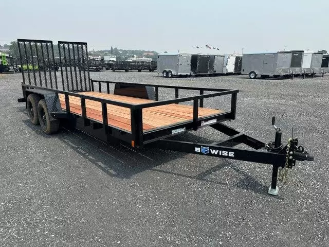 BWise 7 x 18 Equipment Trailer – Split Landscape Ramp 1 BWise 7 x 18 Equipment Trailer – Split Landscape Ramp