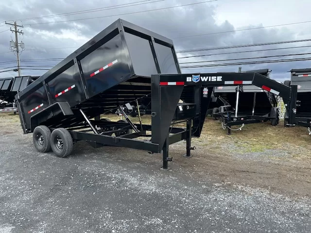 BWise 7 x 16 Gooseneck Dump Trailer – High Sides 1 BWise 7 x 16 Gooseneck Dump Trailer – High Sides
